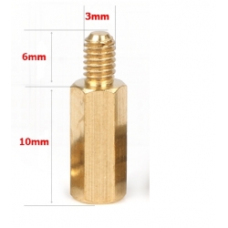 น็อตทองเหลือง M3 10+6 mm (Brass Nut)